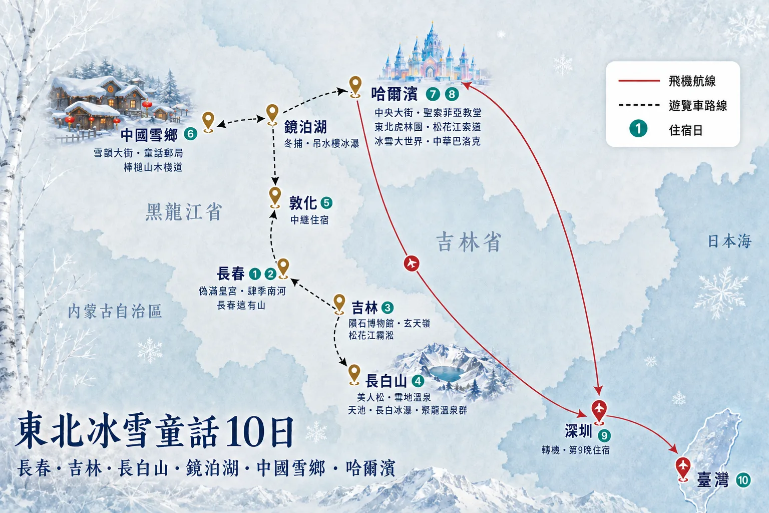 東北冰雪童話＊長春・長白山・中國雪鄉・哈爾濱 冰雪節10日 行程圖片 1